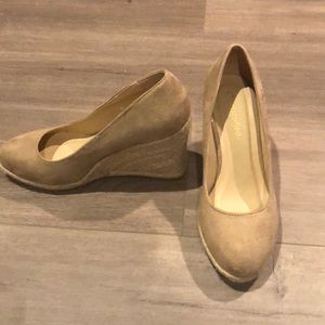 Nude wedge shoes